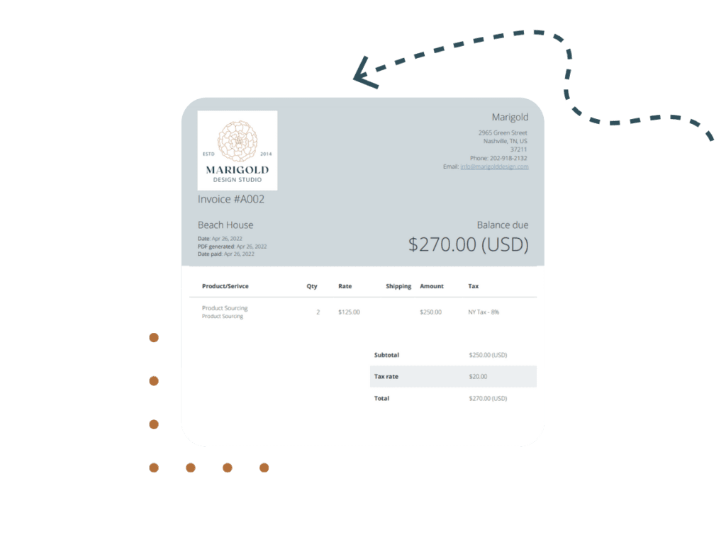 Mockup on an invoice from Mydoma time tracking