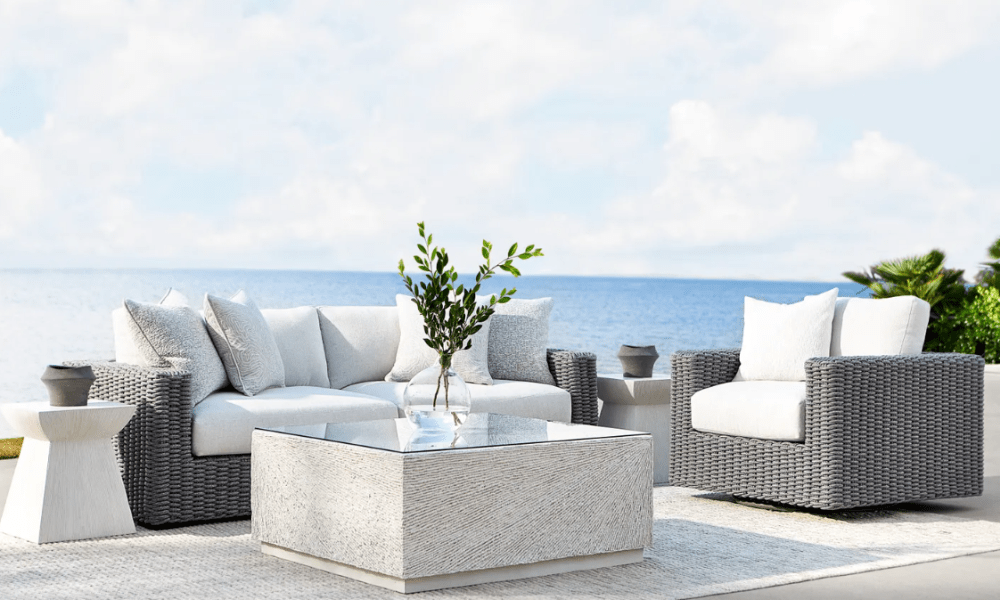 Outdoor furniture on display from Bernhardt available at High Point Market